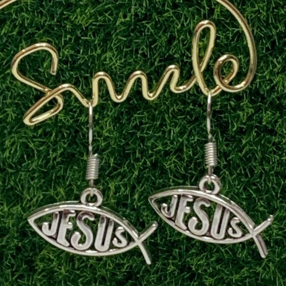Jesus Earring, Jesus Fish Earring, Religious Earring, Easter Earring, Christmas - Picture 3 of 5